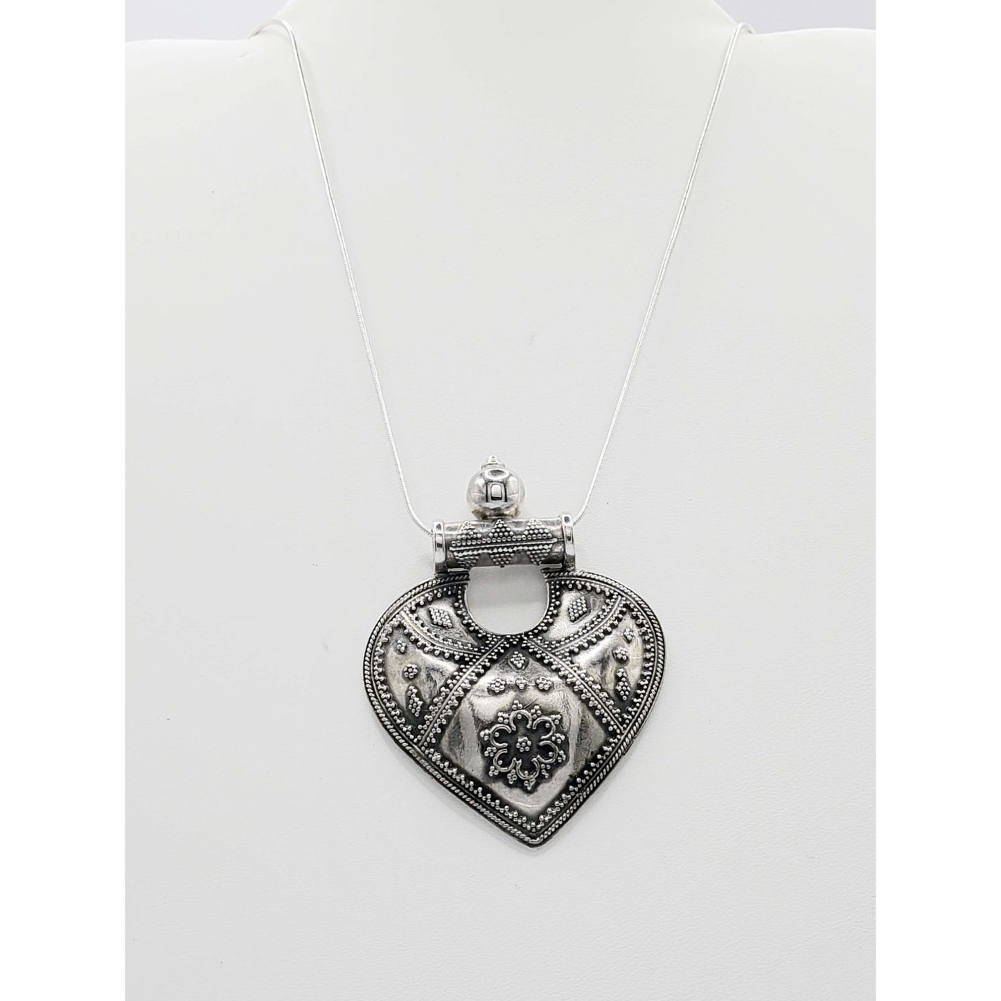 Mighty Heart Pendant Necklace Sterling Silver 16.2 Grams