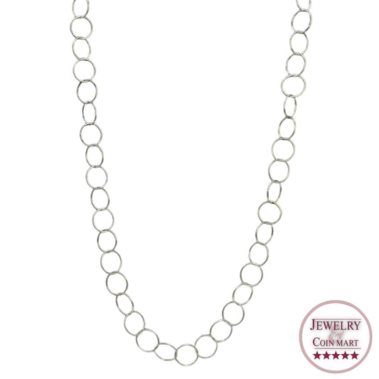 Italy 925 Sterling Silver Round Circle Link Chain Necklace Classic Minimalist