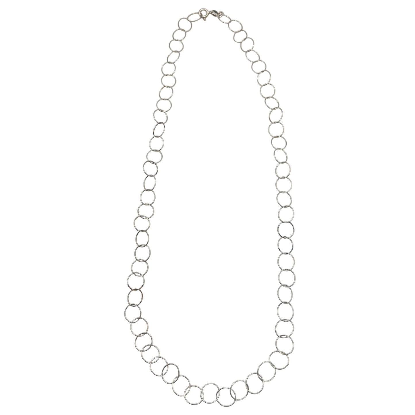 Italy 925 Sterling Silver Round Circle Link Chain Necklace Classic Minimalist