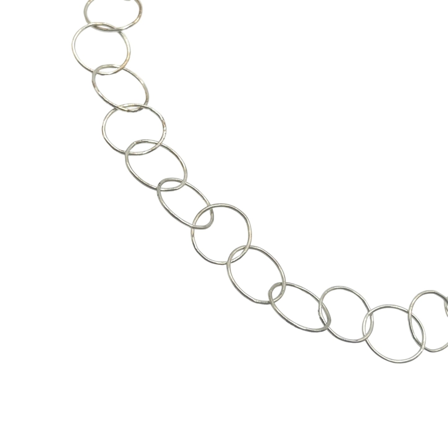 Italy 925 Sterling Silver Round Circle Link Chain Necklace Classic Minimalist