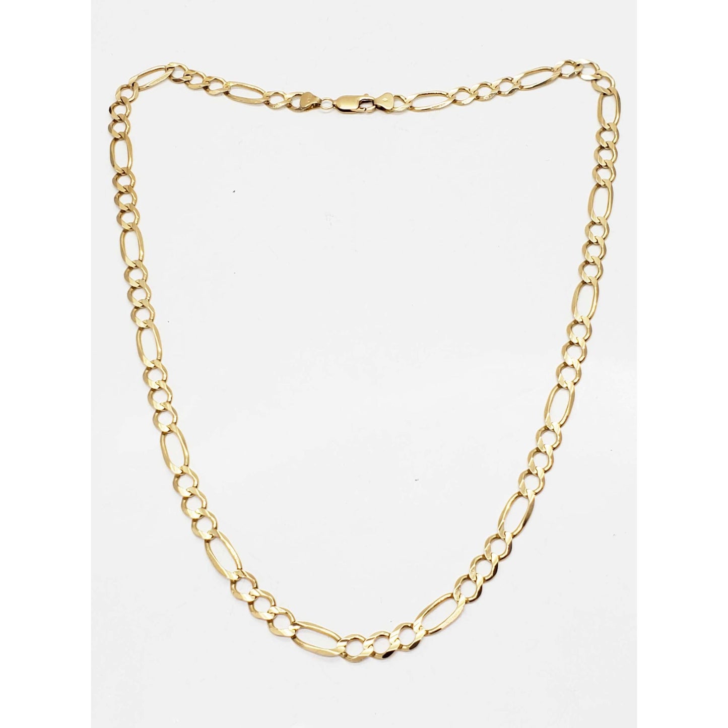 6.5mm Wide Figaro Chain Necklace 14k Gold 21.5" Long