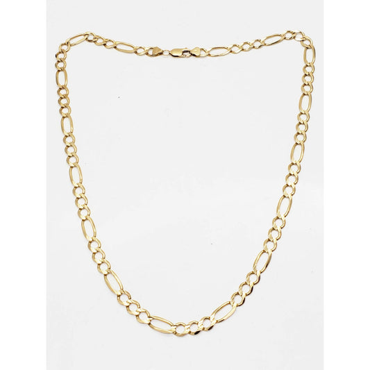 6.5mm Wide Figaro Chain Necklace 14k Gold 21.5" Long