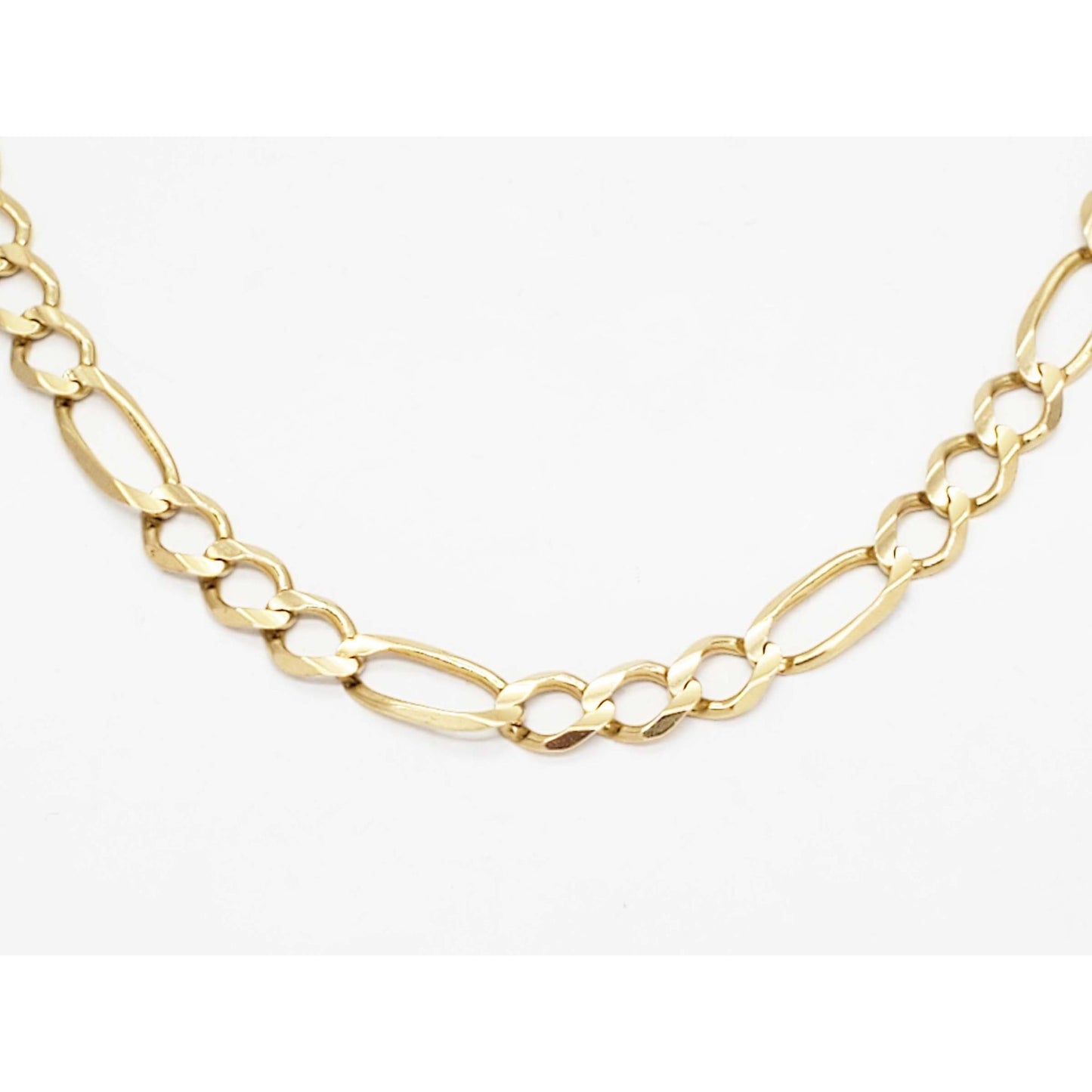 6.5mm Wide Figaro Chain Necklace 14k Gold 21.5" Long