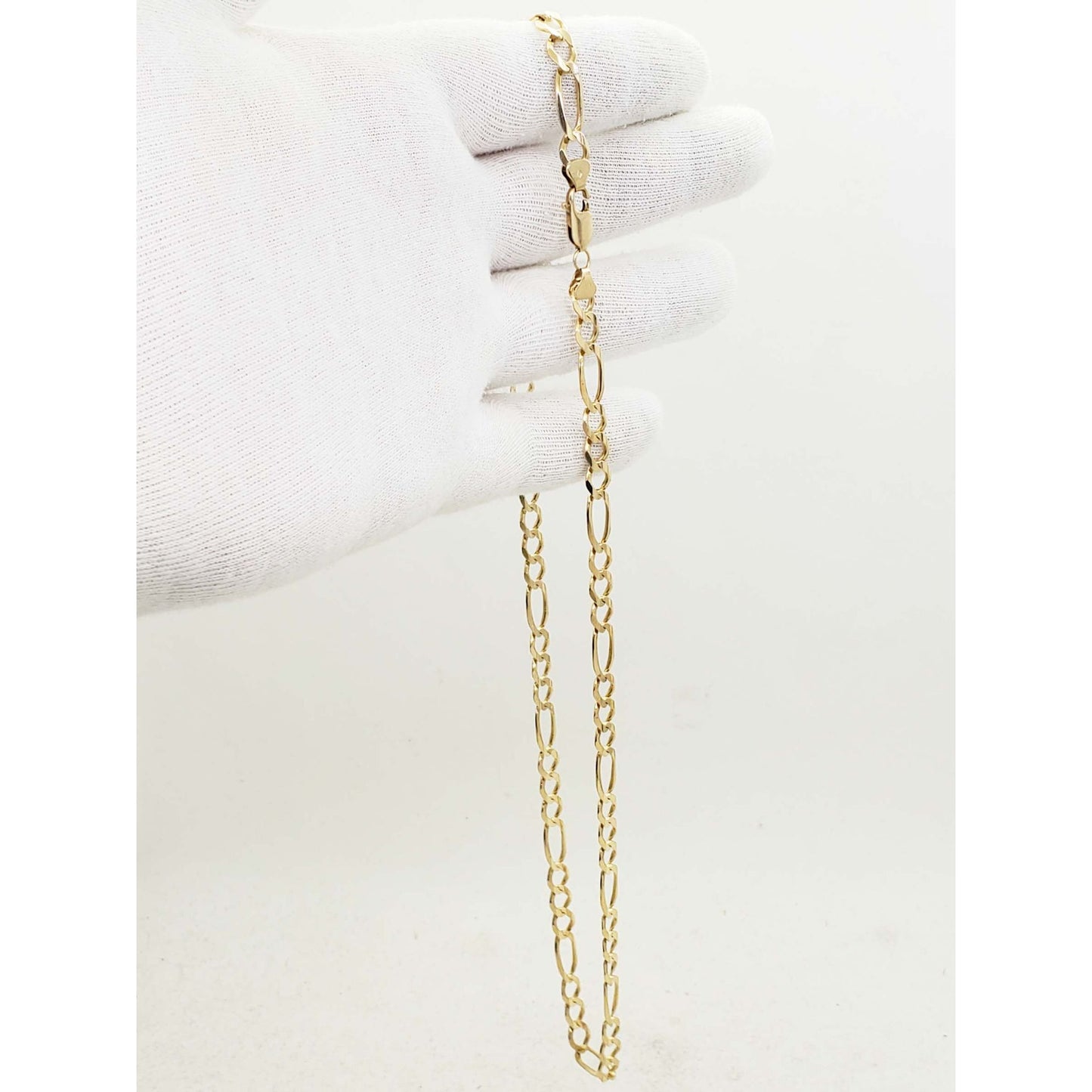 6.5mm Wide Figaro Chain Necklace 14k Gold 21.5" Long