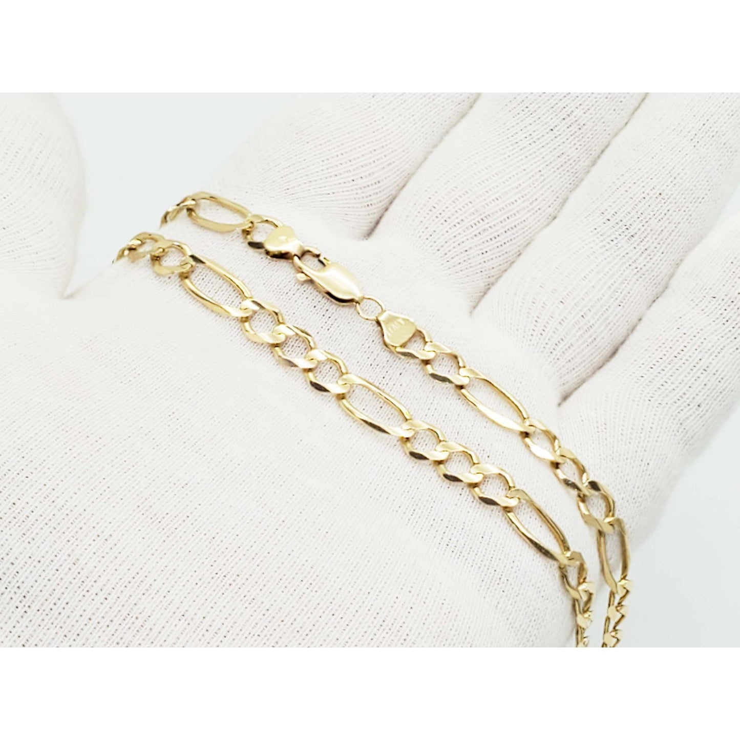 6.5mm Wide Figaro Chain Necklace 14k Gold 21.5" Long