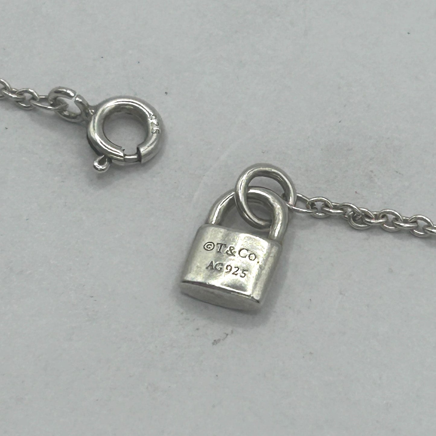 Tiffany & Co. 925 Sterling Silver 'Mom' Heart Pendant w Key 18" Necklace