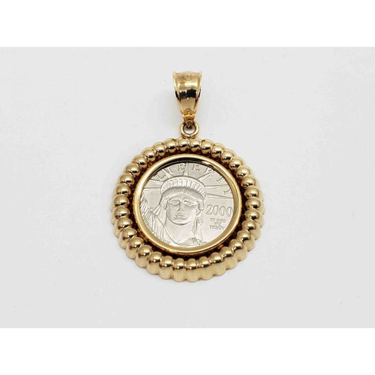 2000 1/10 oz Platinum Eagle Coin in 14k Gold Bezel Pendant