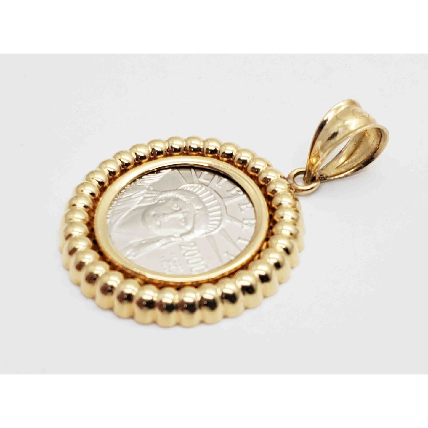 2000 1/10 oz Platinum Eagle Coin in 14k Gold Bezel Pendant