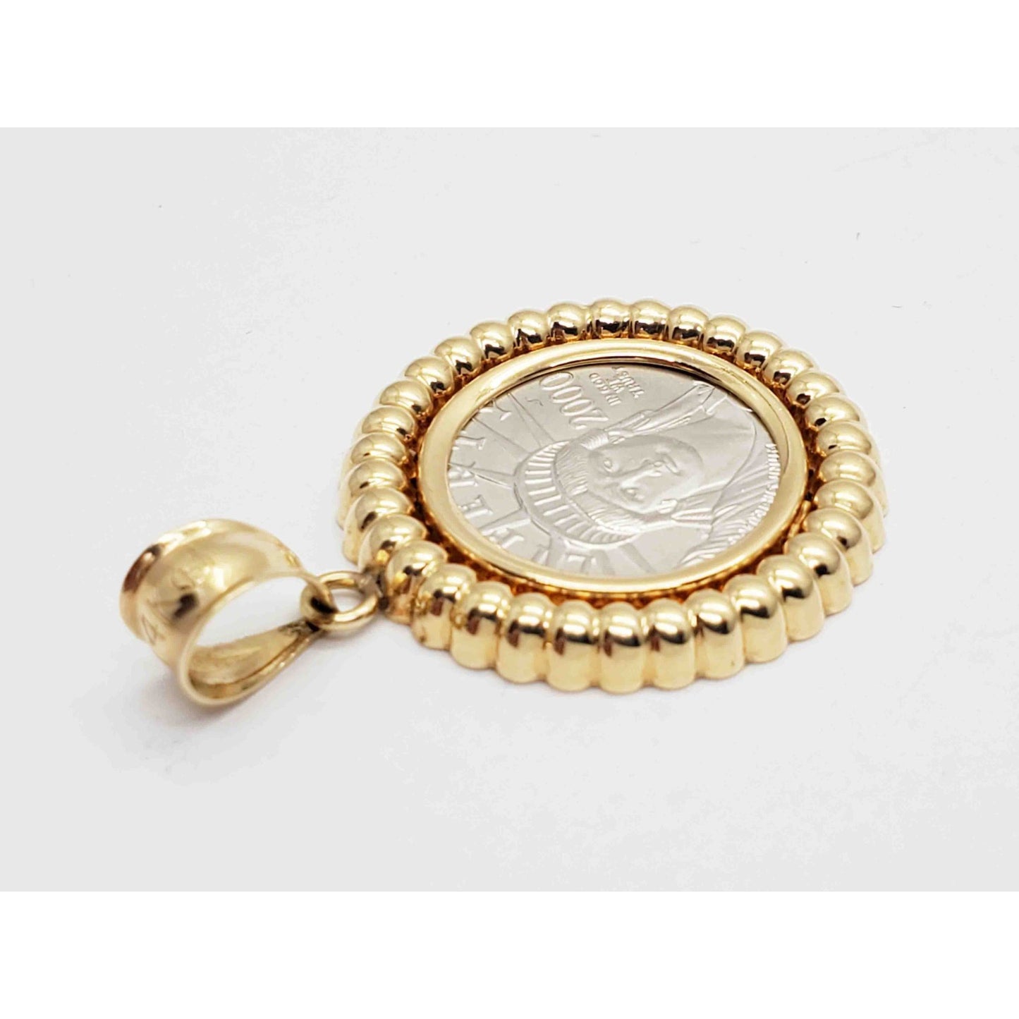 2000 1/10 oz Platinum Eagle Coin in 14k Gold Bezel Pendant