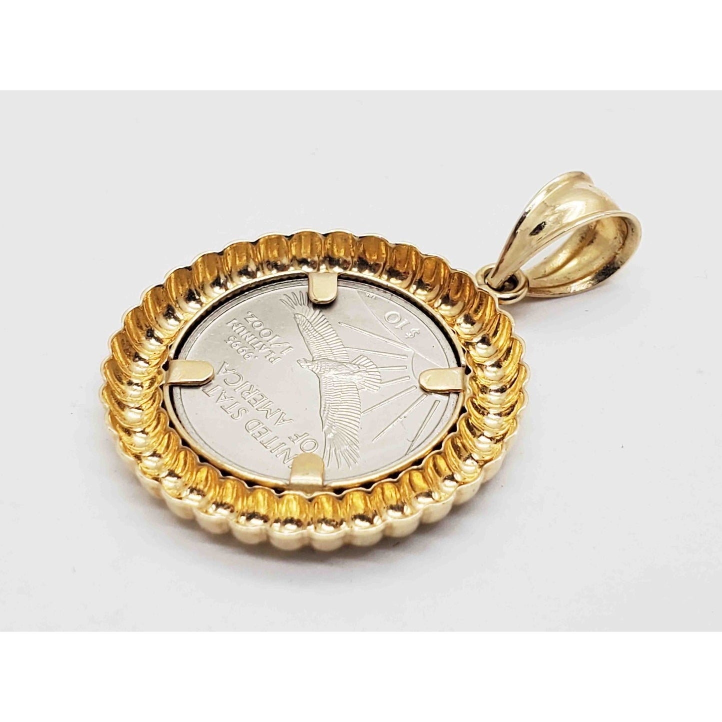 2000 1/10 oz Platinum Eagle Coin in 14k Gold Bezel Pendant