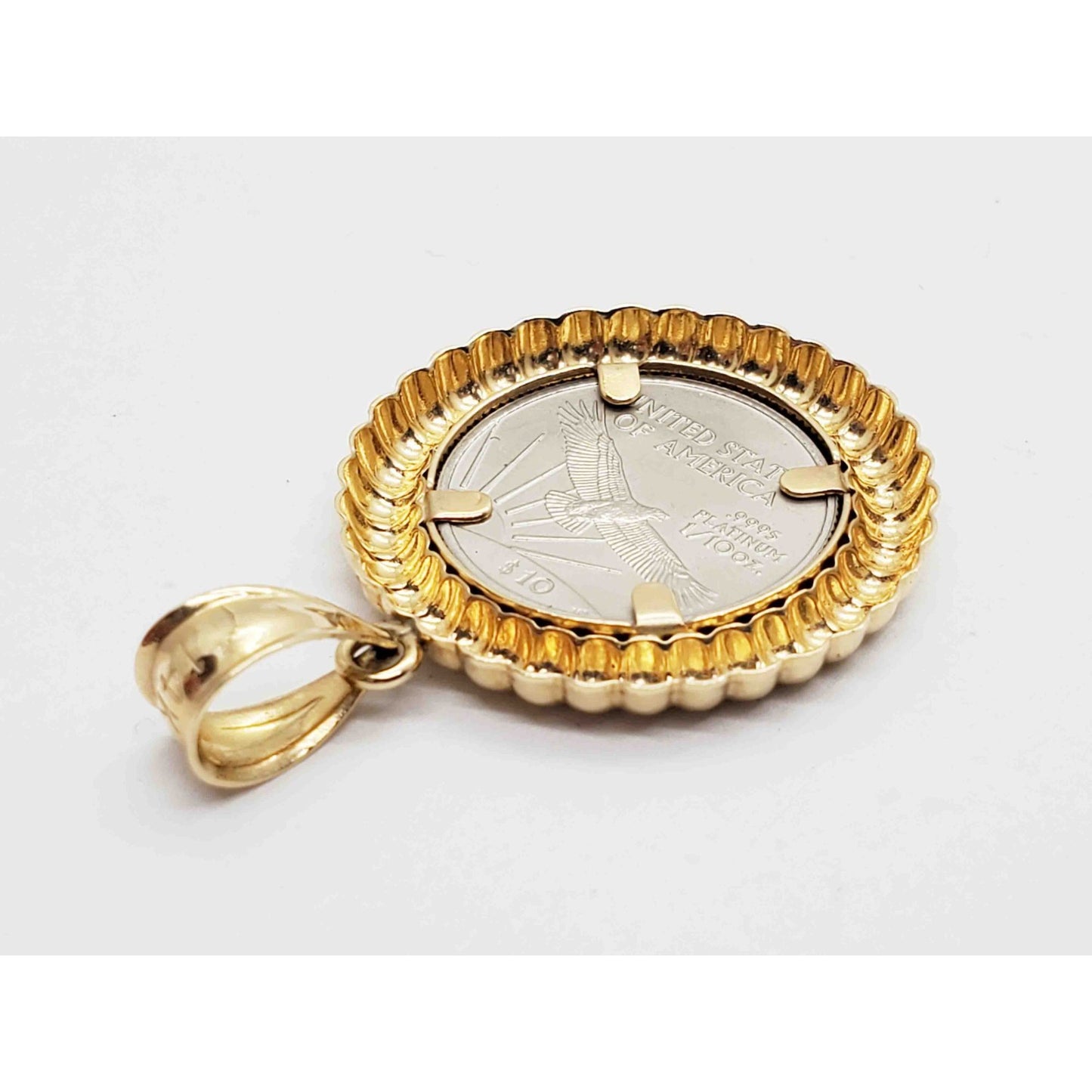 2000 1/10 oz Platinum Eagle Coin in 14k Gold Bezel Pendant
