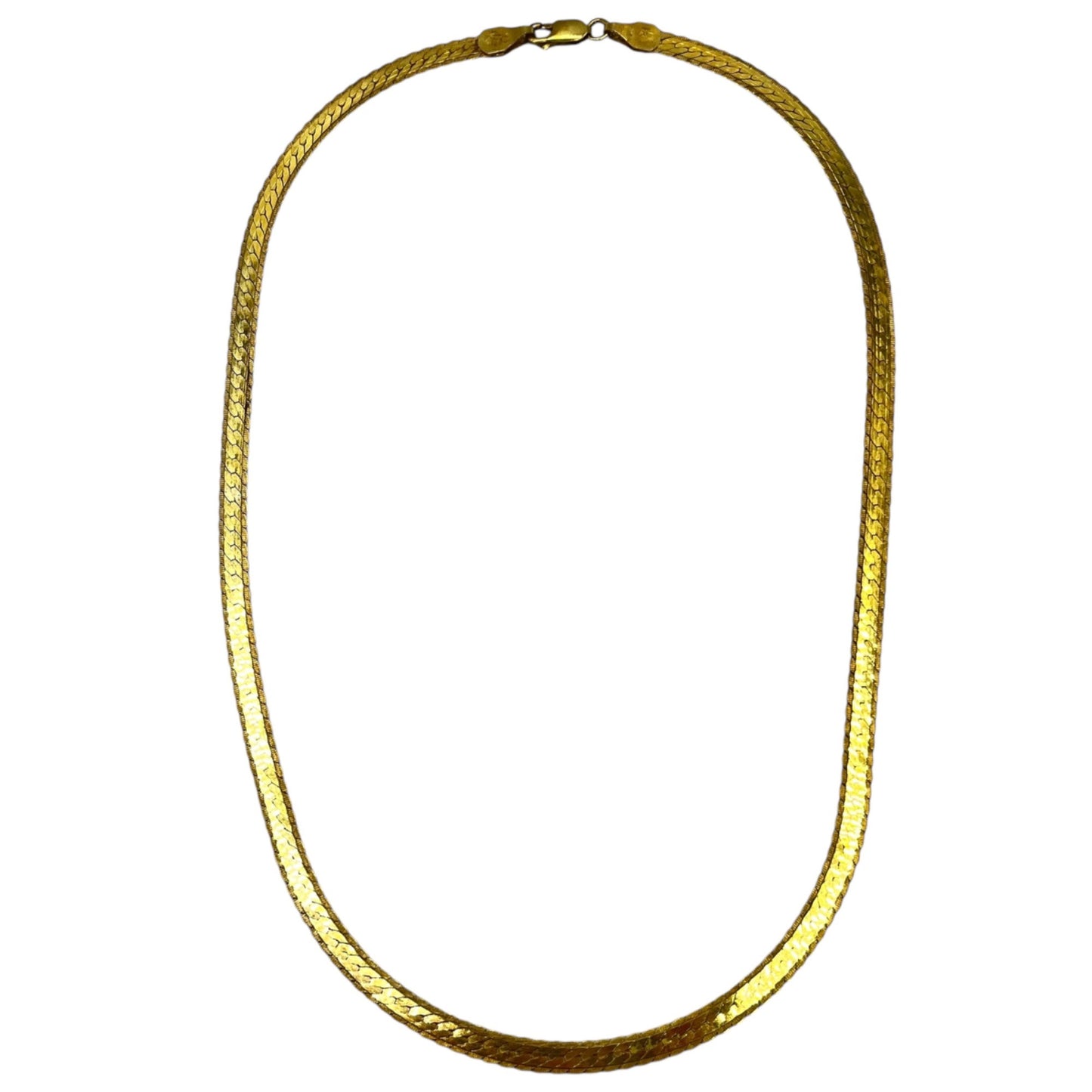 Gold Layered 925 Sterling Silver Herringbone 4mm Chain 18 inch Necklace Classic