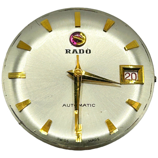 Vintage 30mm Rado 17 Jewel Men's Automatic Watch Head 18k Gold - WORKING