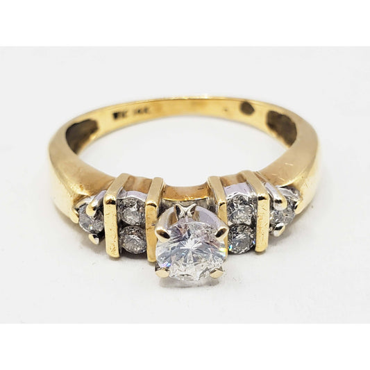 0.38 ctw Natural Diamond Solitaire with Accents Ring 14k Gold Size 6.25