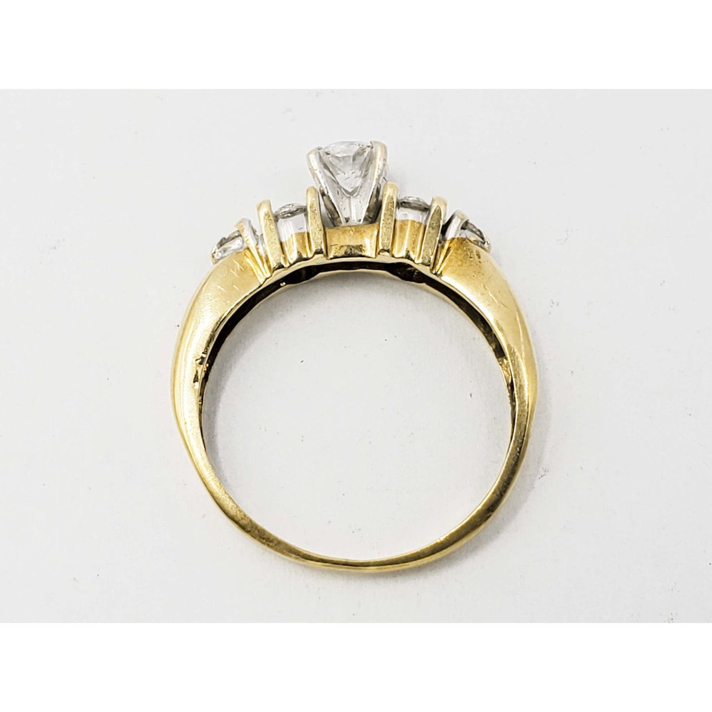 0.38 ctw Natural Diamond Solitaire with Accents Ring 14k Gold Size 6.25