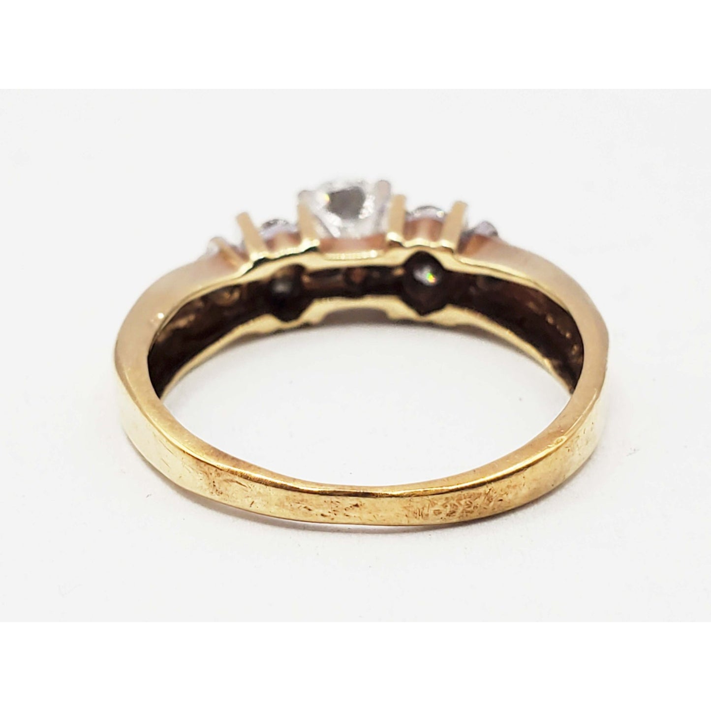 0.38 ctw Natural Diamond Solitaire with Accents Ring 14k Gold Size 6.25