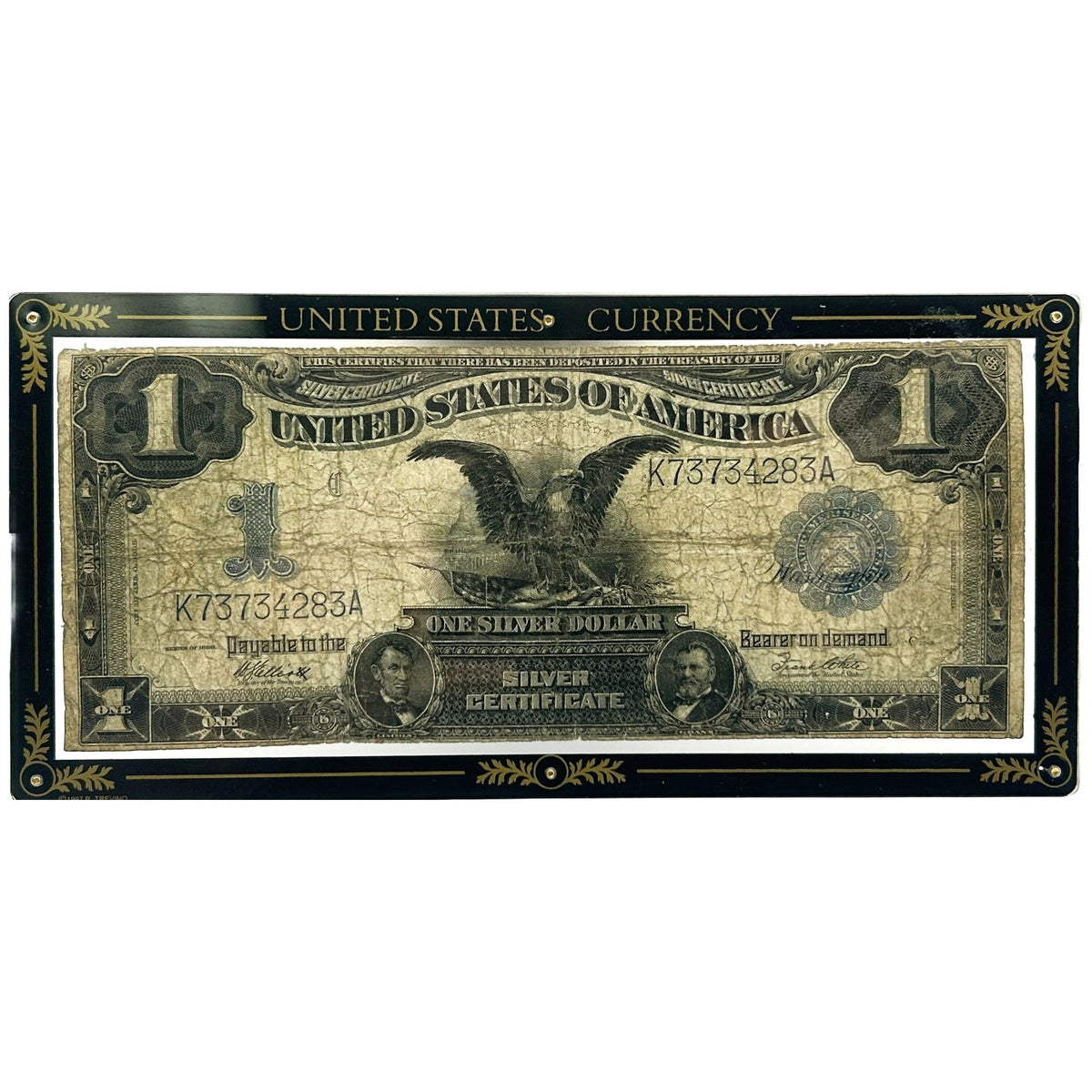 1899 U.S. $1 Large Black Eagle Silver Certificate, Blue Seal K73734283A