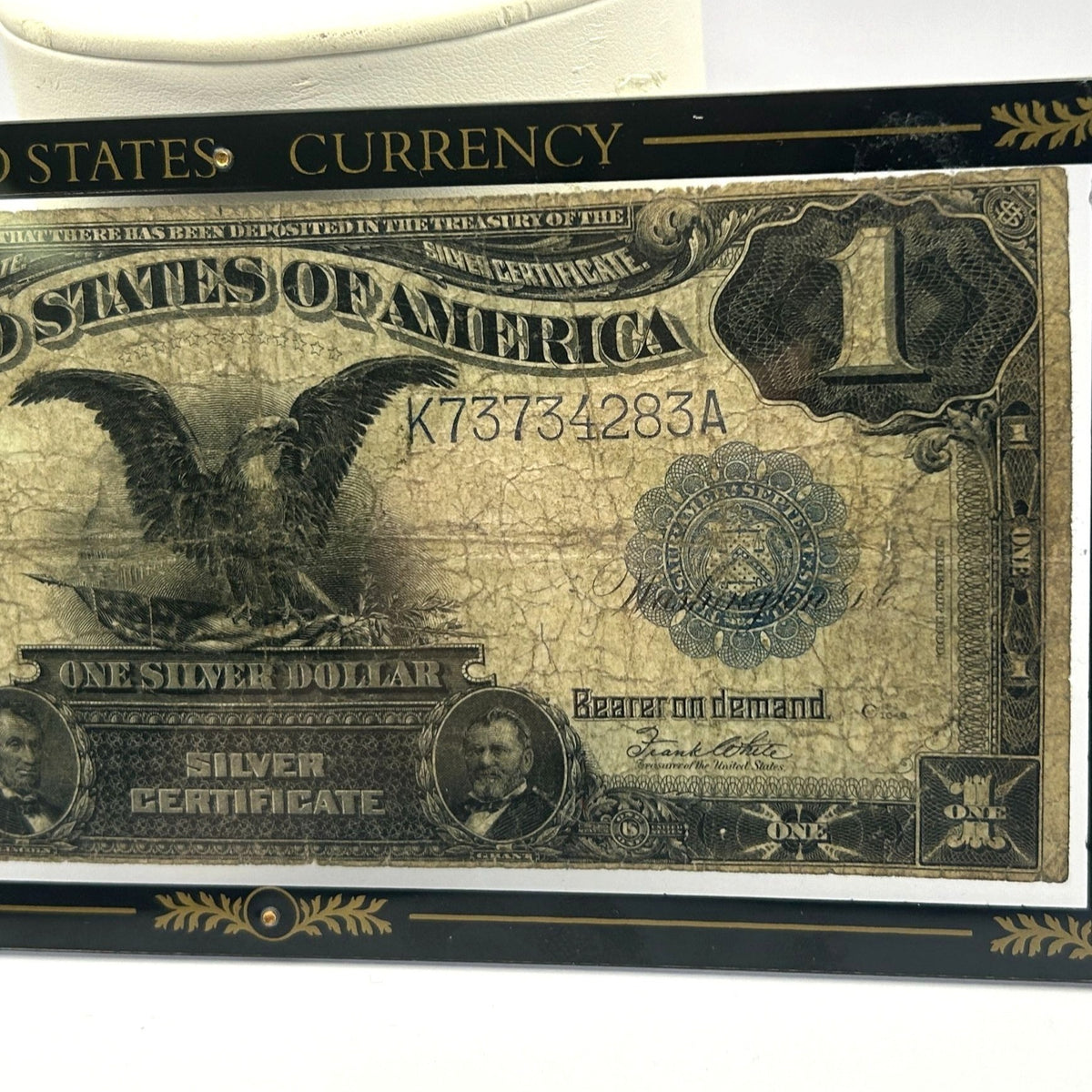 1899 U.S. $1 Large Black Eagle Silver Certificate, Blue Seal K73734283A