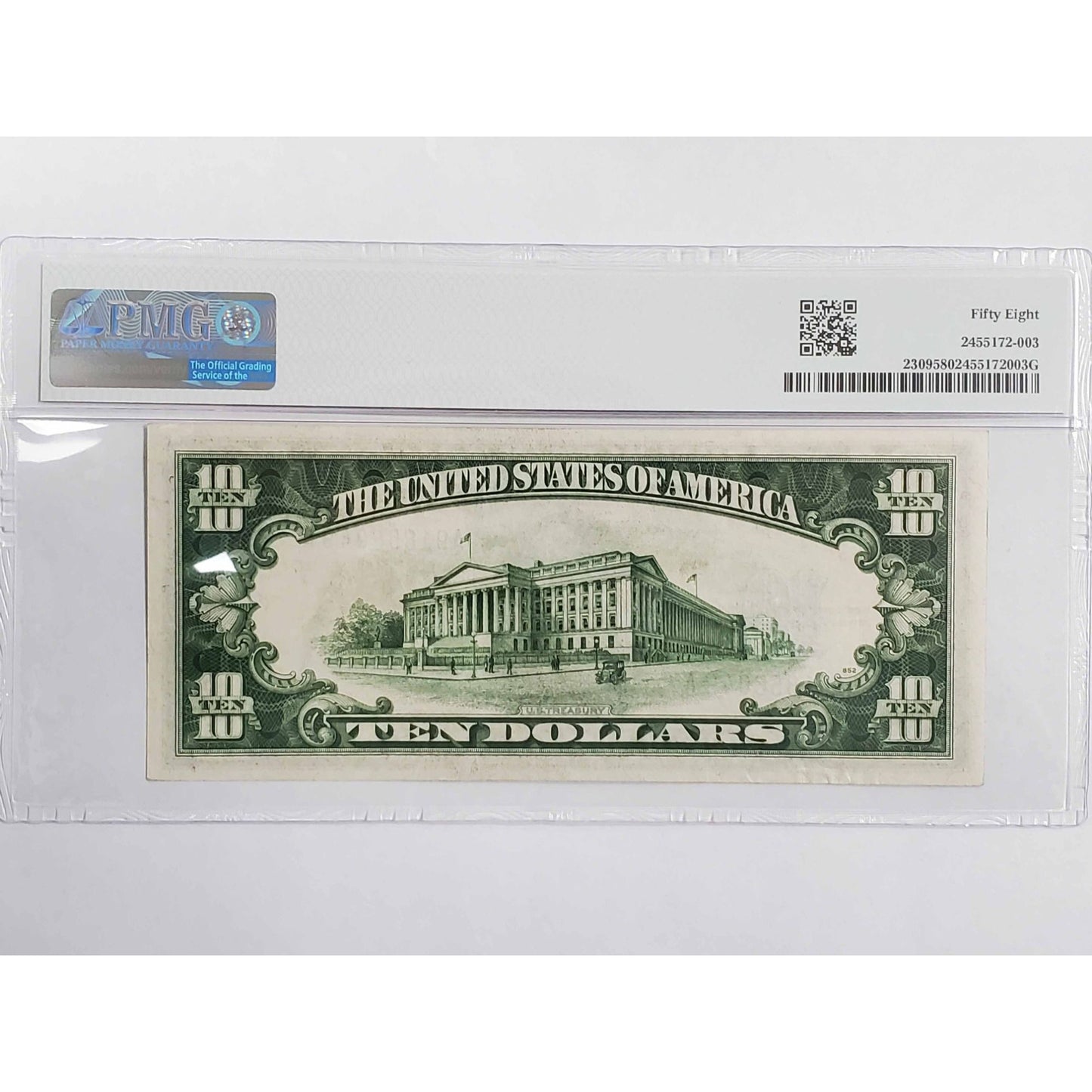 1934 $10 Silver Certificate WWII North Africa #A91856049A PMG 58 Choice Uncirc