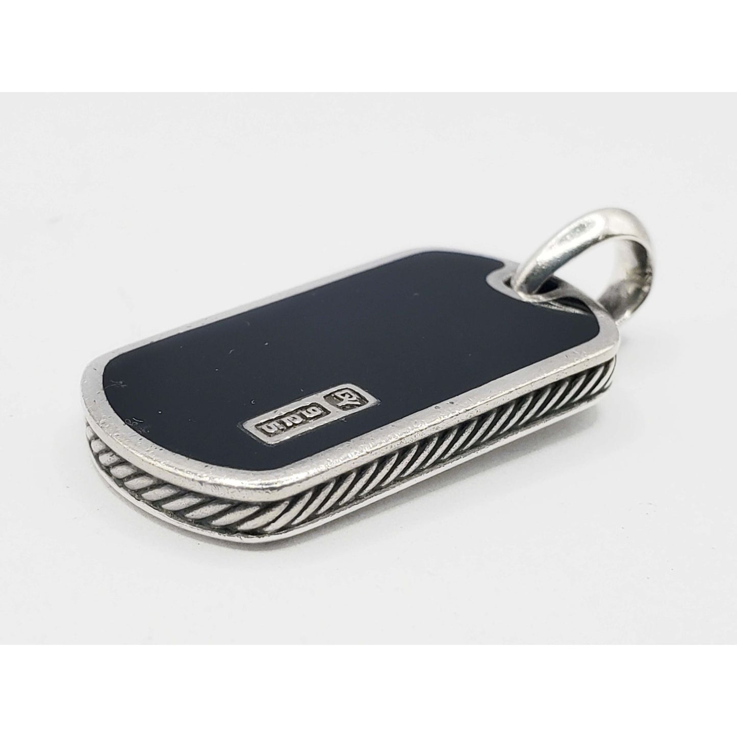 David Yurman Chevron Tag Sterling Silver with Black Onyx