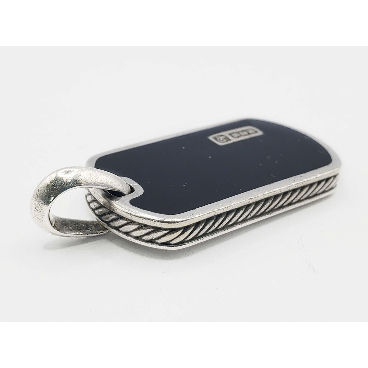 David Yurman Chevron Tag Sterling Silver with Black Onyx