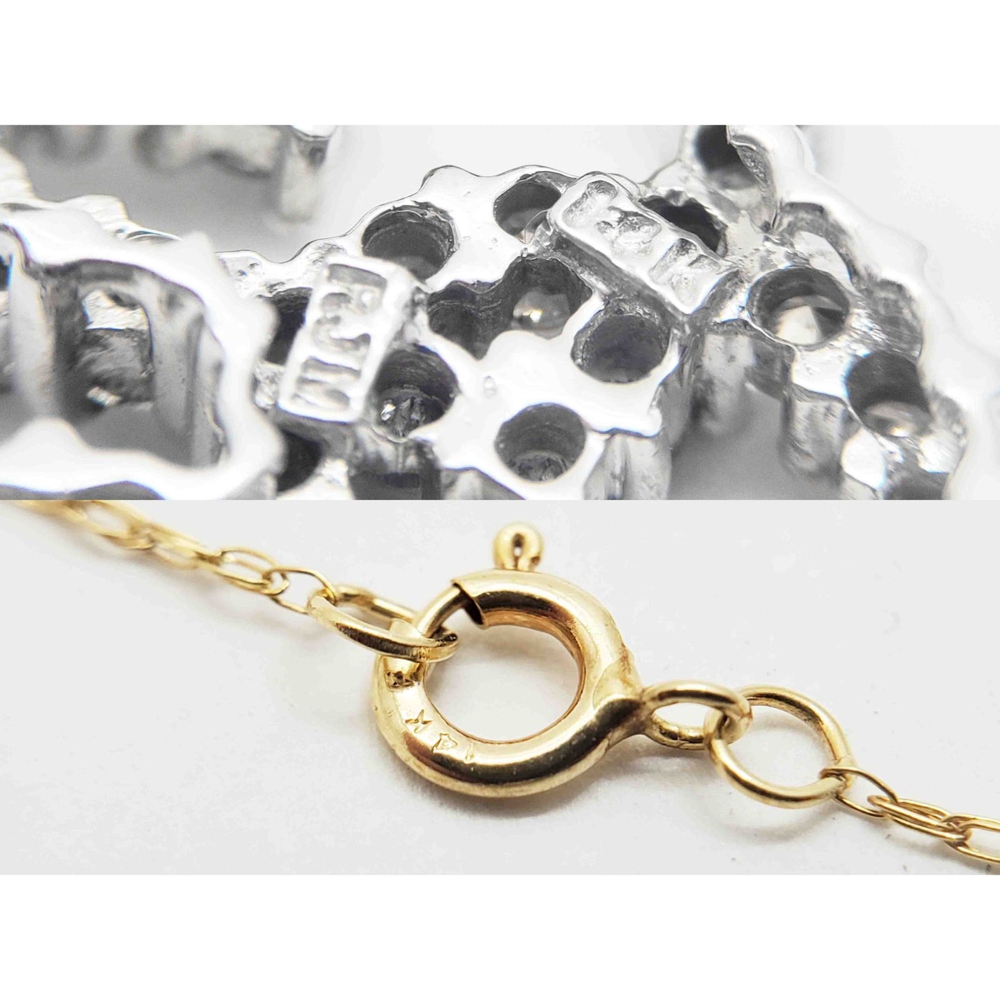 0.4 ctw Two-Tone Diamond Double Linked Hearts Pendant 14k White Gold