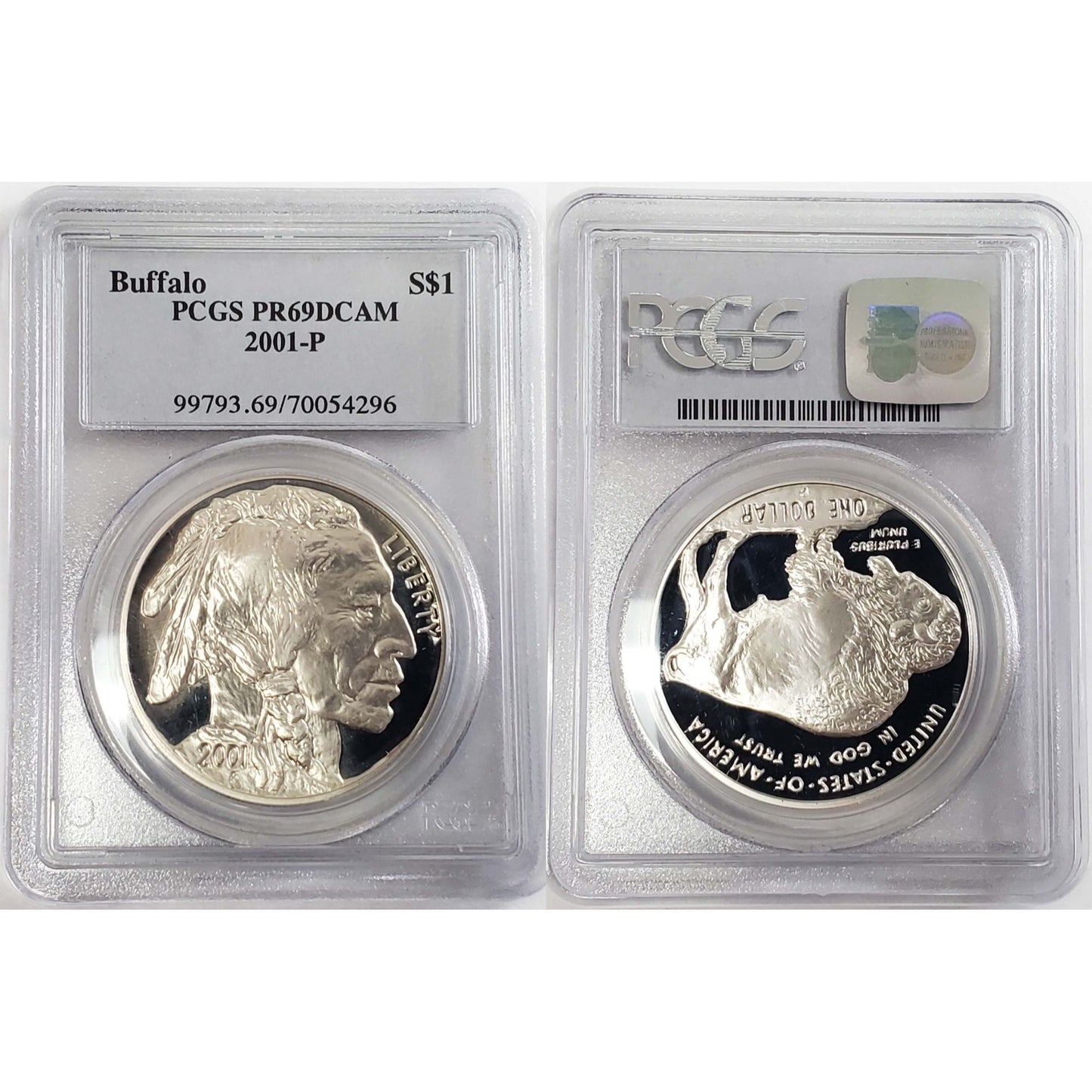 2001-P 1 oz Silver Buffalo Proof PCGS PR69DCAM