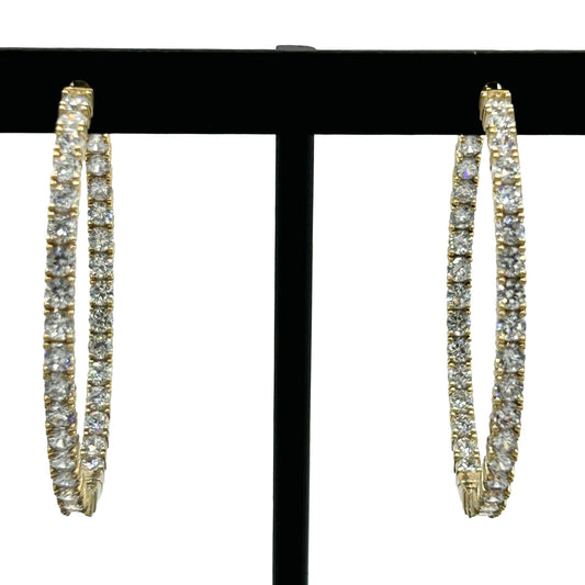 KLEO 925 Gold-Toned Sterling Silver Infinity CZ Inside Out Hoop Earrings