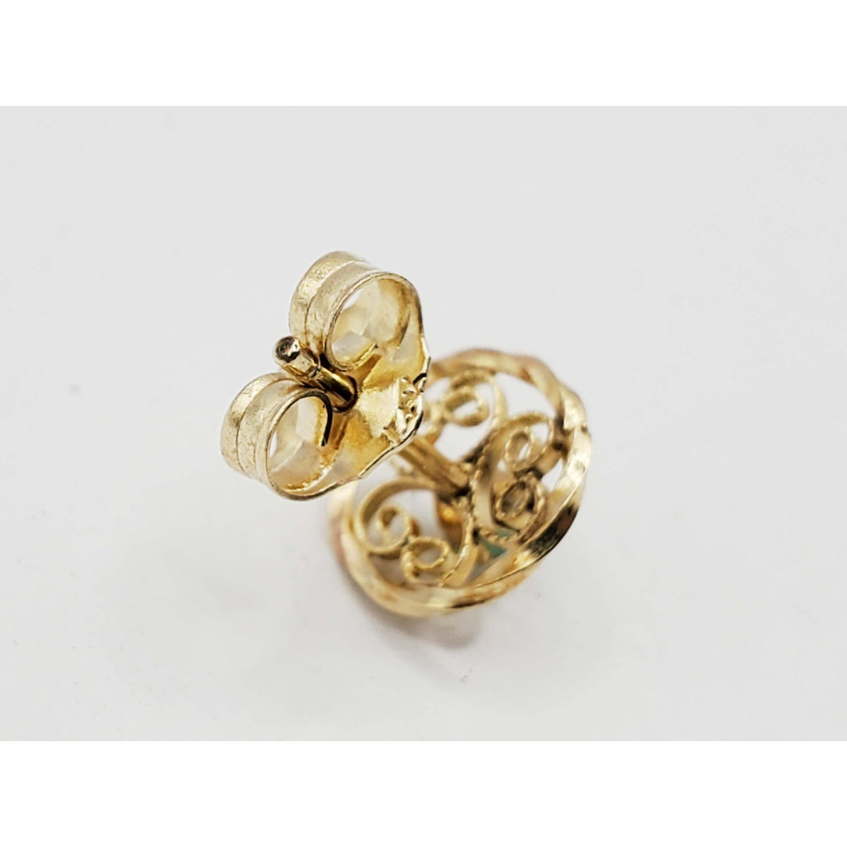 Natural Green Emerald Filigree Stud Earrings 14k Gold