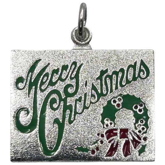 Griffith 925 Sterling Silver 'Merry Christmas' Wreath Enamel Charm