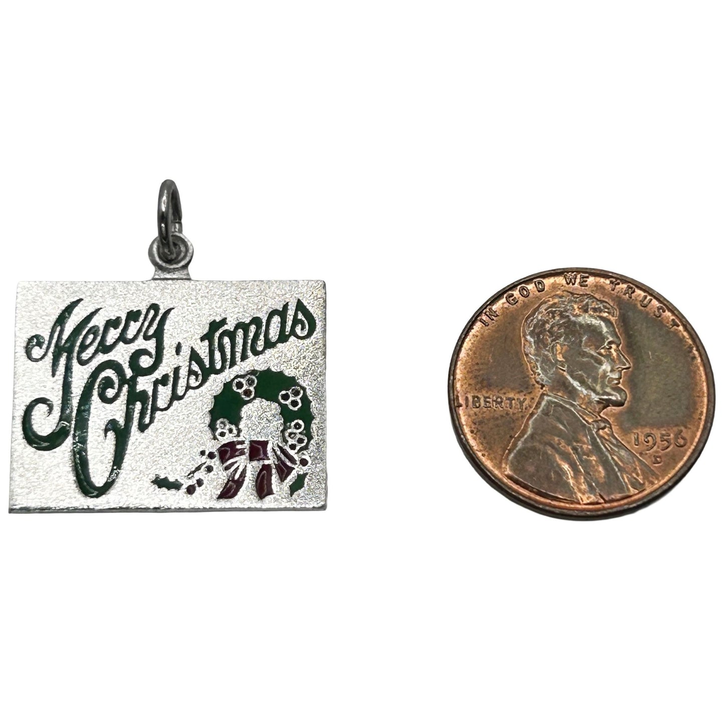 Griffith 925 Sterling Silver 'Merry Christmas' Wreath Enamel Charm