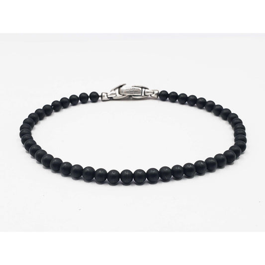 David Yurman Men's Spiritual Beads Bracelet Black Onyx with Sterling Silver