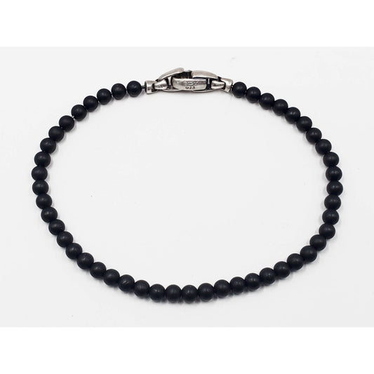 David Yurman Men's Spiritual Beads Bracelet Black Onyx with Sterling Silver