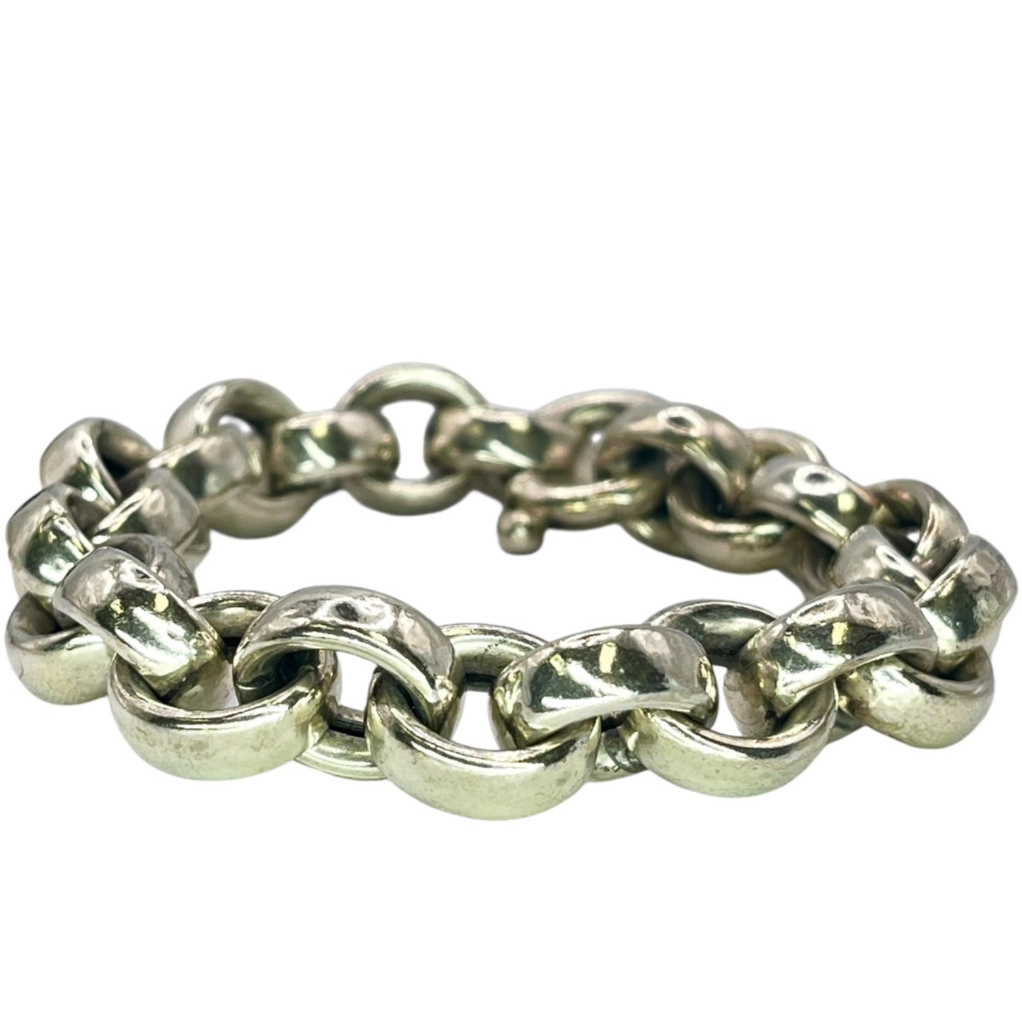 Silver Rolo Belcher Chain Bracelet 11mm Round Classic Chunky