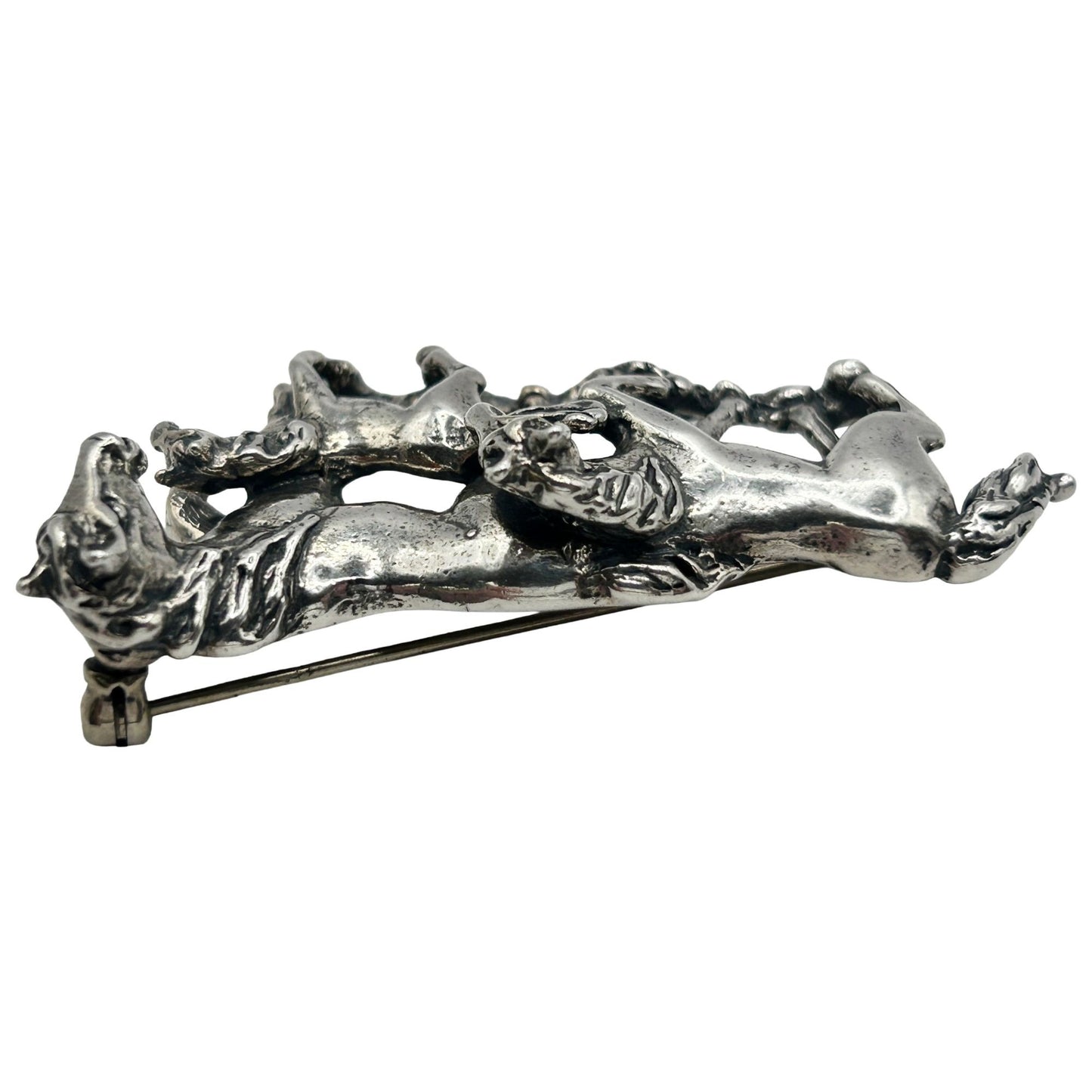 925 Sterling Silver Three Horses Brooch/Pin Equestrian Themed