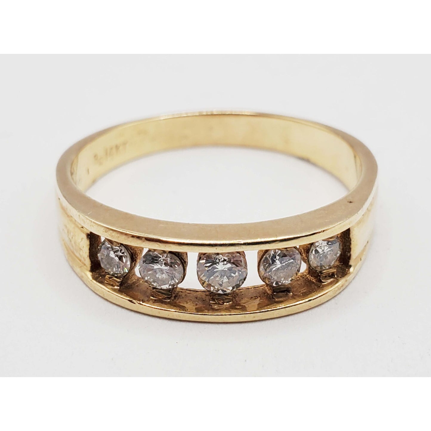 0.42 ctw Natural Diamond Channel Set Wedding Band Ring 14k Gold Size 10.25