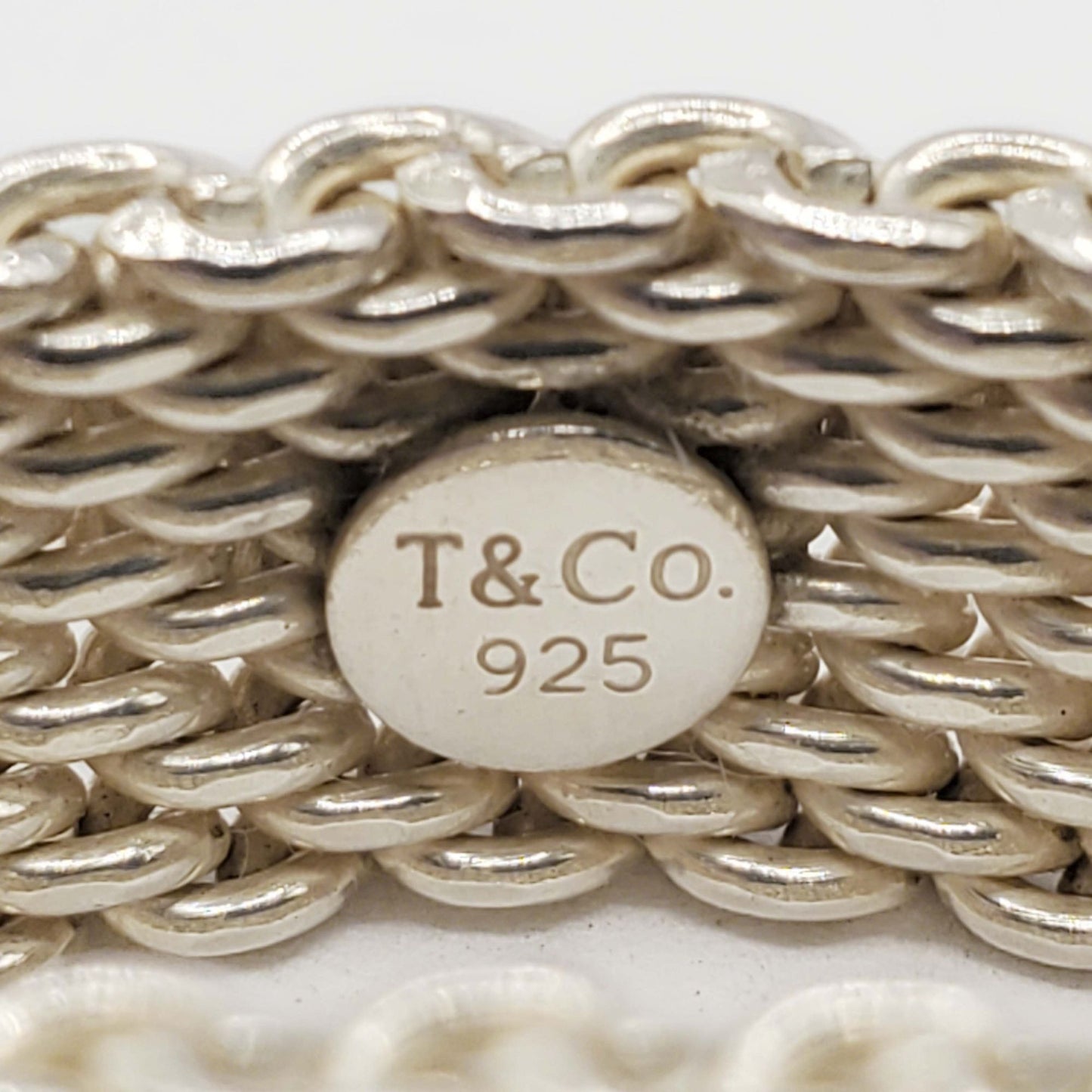 Tiffany & Co Somerset Mesh Band Ring Sterling Silver 10mm Wide Size 8