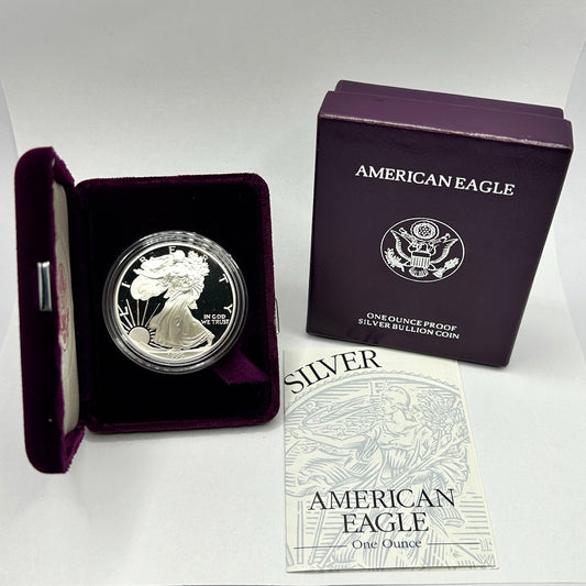 1995-P American Silver Eagle Proof in Original Government Packaging With COA