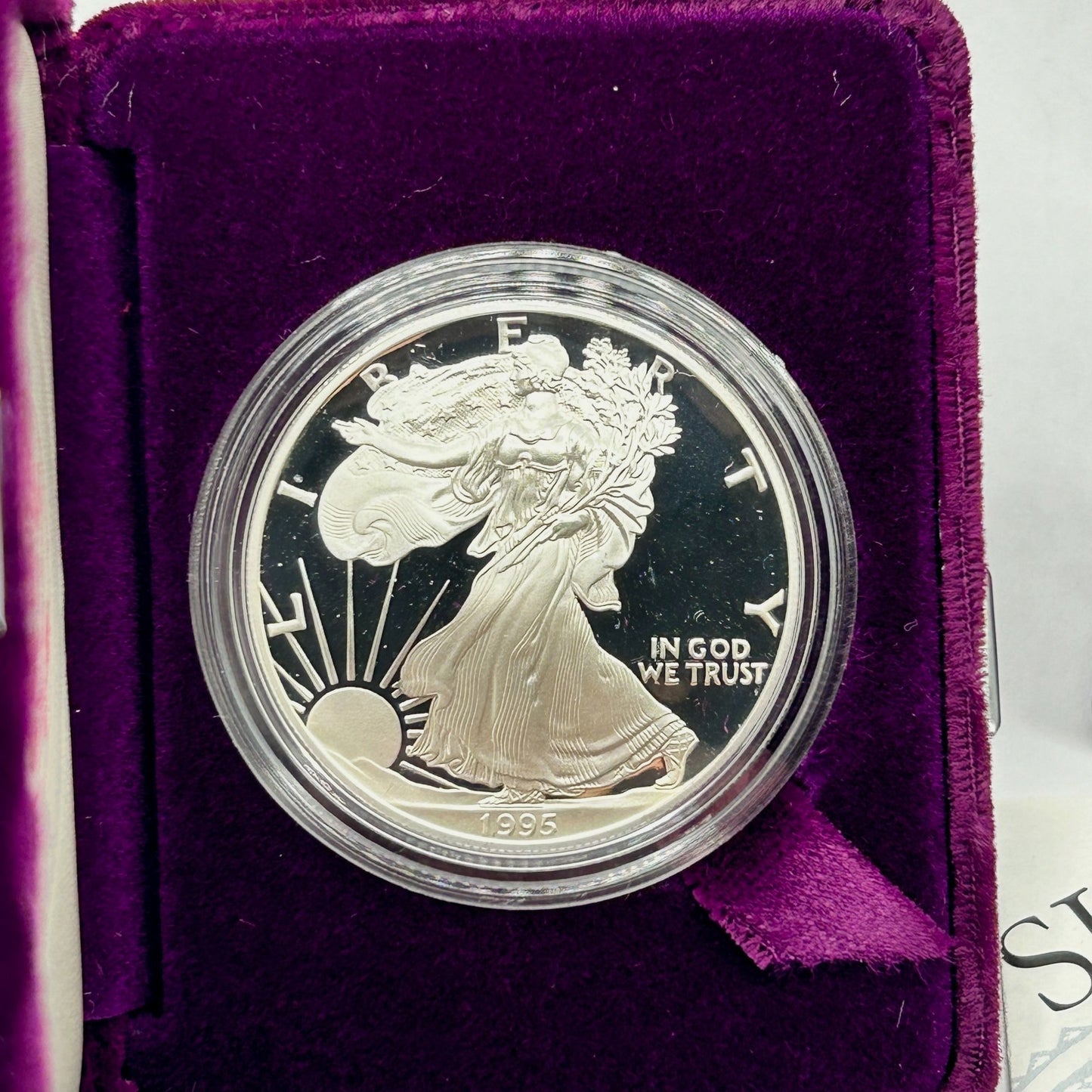 1995-P American Silver Eagle Proof in Original Government Packaging With COA