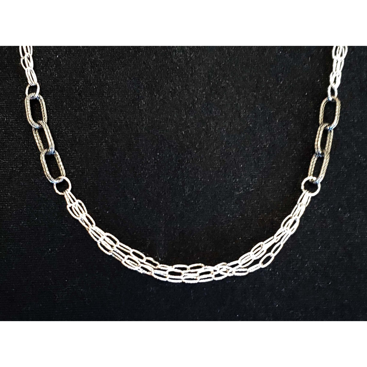 Itaor Designer Oval Station Link Chain Necklace 14k White Gold 32"