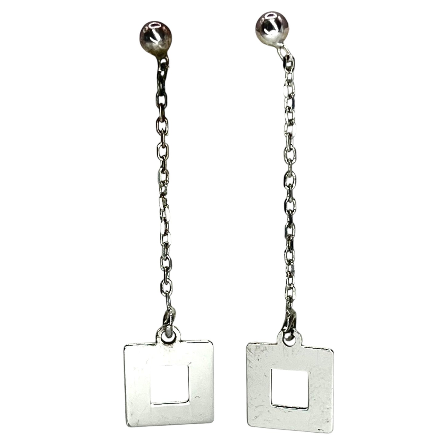 925 Sterling Silver Square Dangle Drop Earrings Geometric Lightweight Tassel