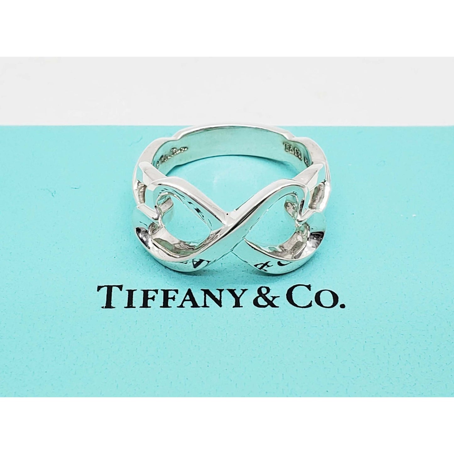 Tiffany & Co Paloma Picasso Double Heart Infinity Ring Sterling Silver Size 7.5