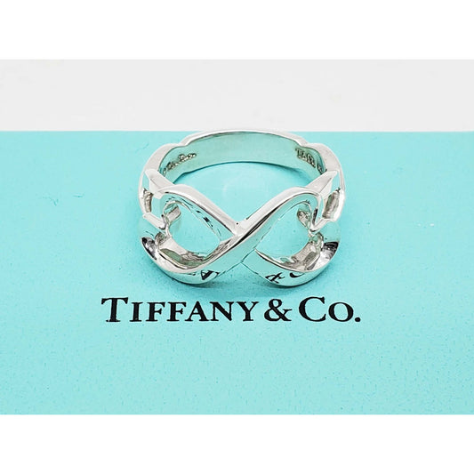 Tiffany & Co Paloma Picasso Double Heart Infinity Ring Sterling Silver Size 7.5