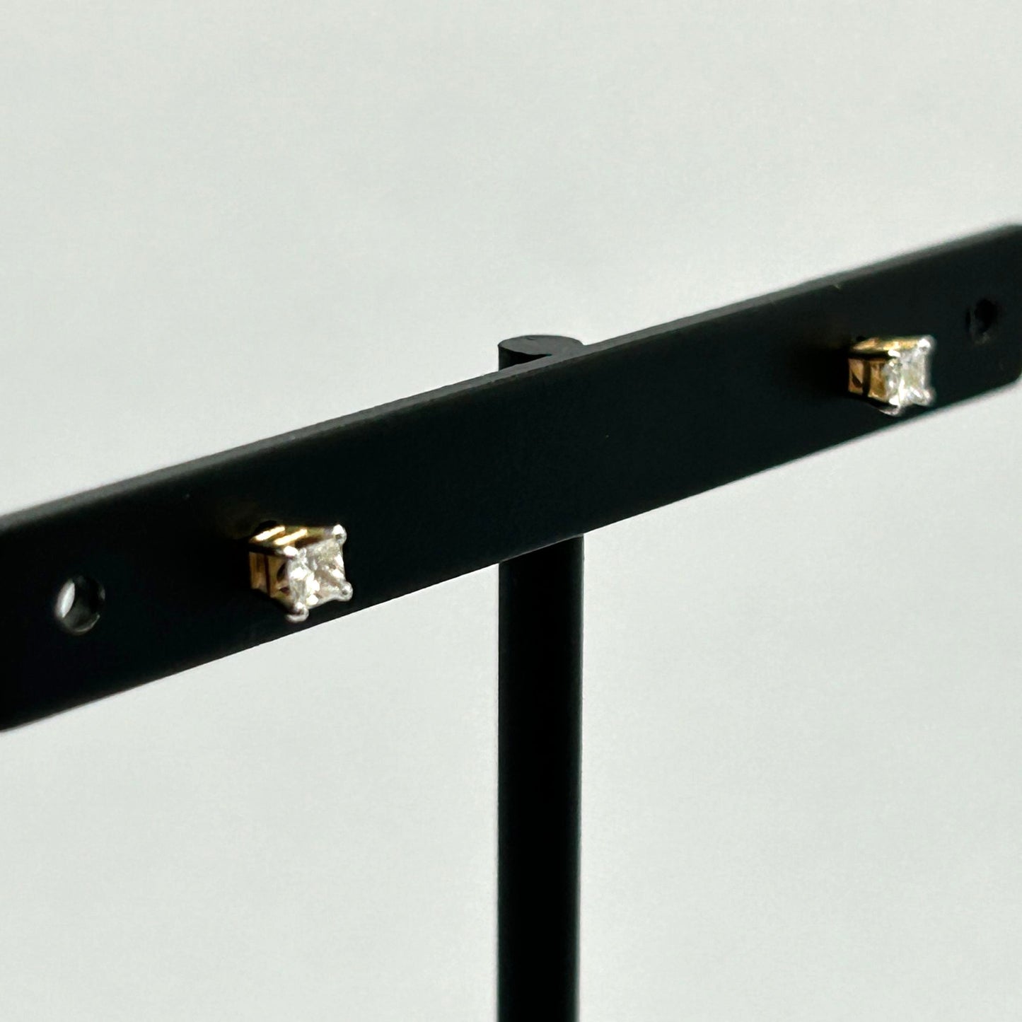 14k Yellow Gold Princess Cut Natural Diamond Stud Earrings