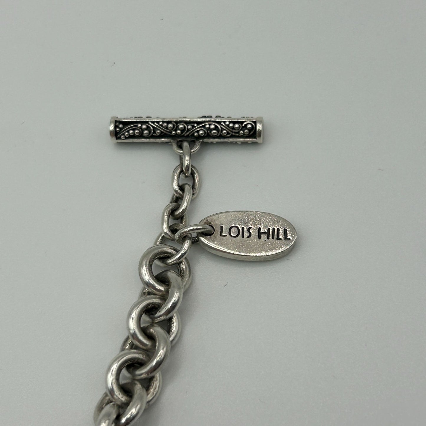 Lois Hill Sterling Silver Chain Link Bracelet Vintage Indonesian
