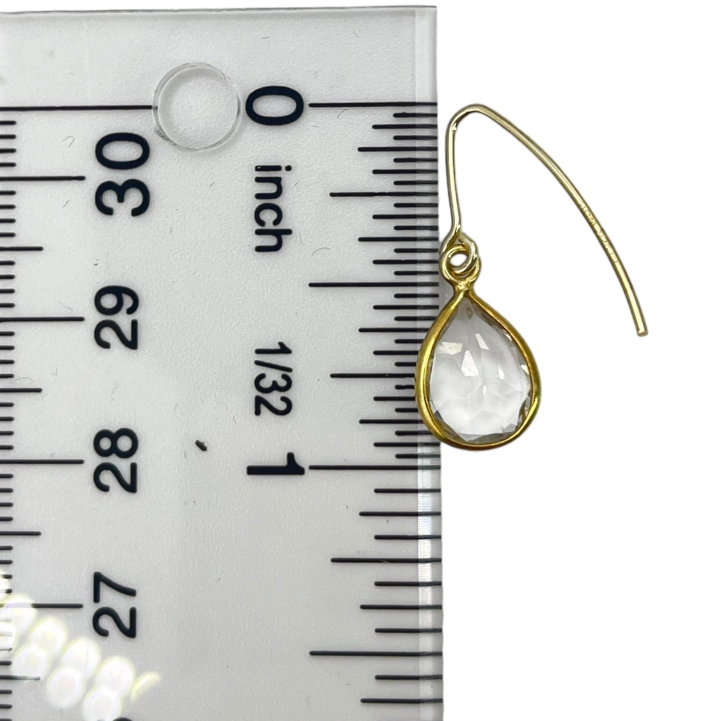 925 Sterling Silver Crystal Clear Drop Dangle Earrings Gold Tone Pear Teardrop