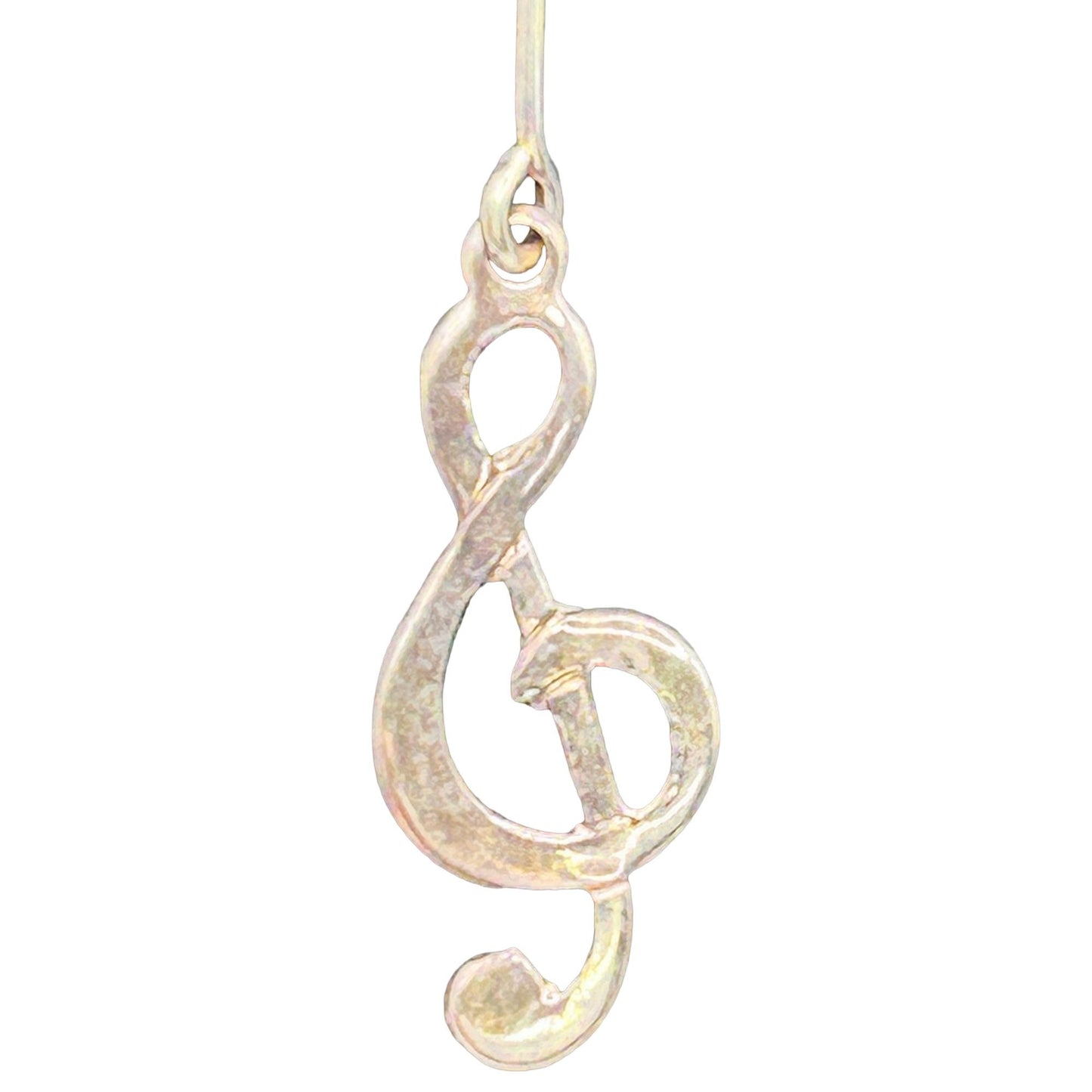 925 Sterling Silver Dangle Earrings Treble Clef/Pair of 1/16 Music Notes
