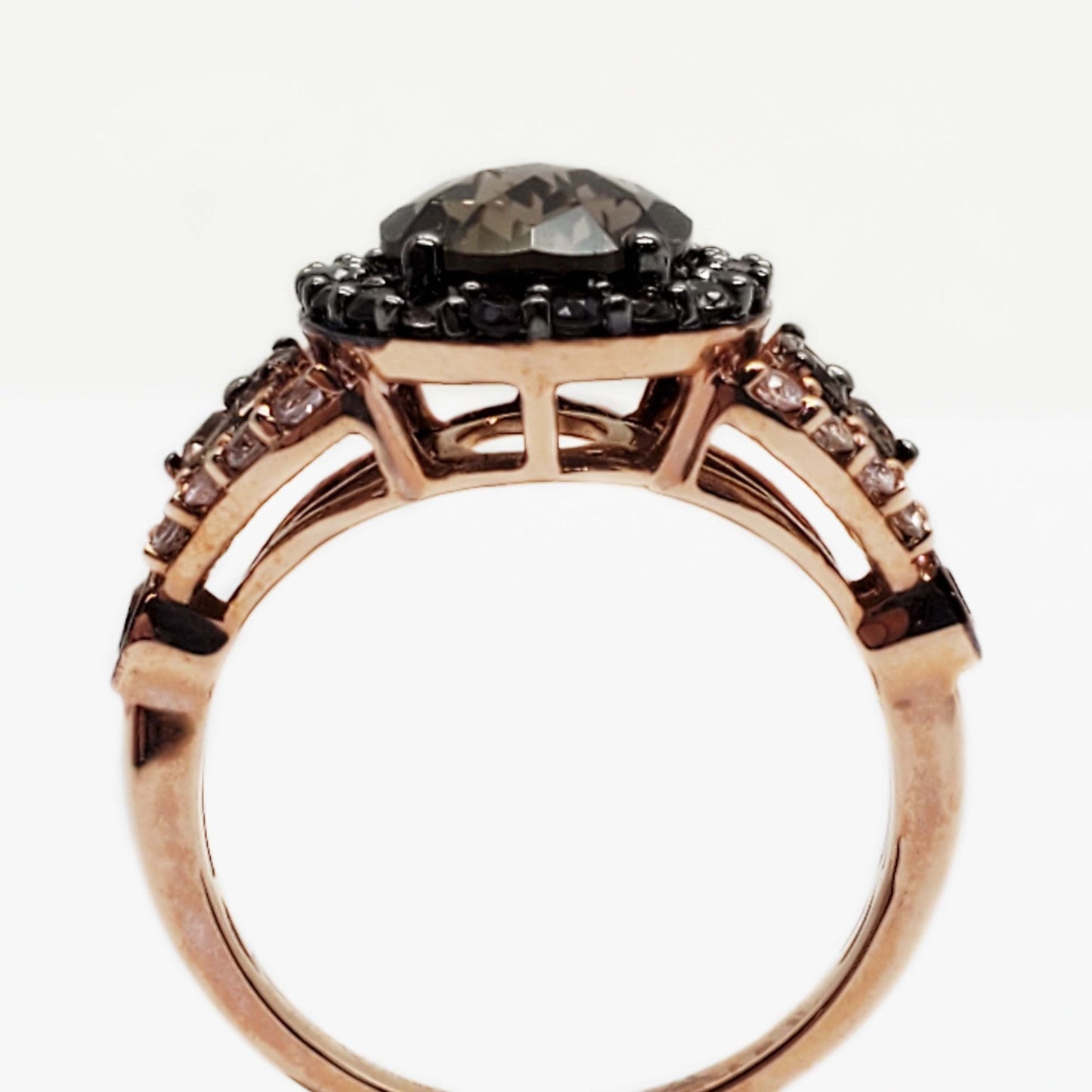 Levian & Roberto Ricci Designer Smoky Quartz & Diamond Ring 14k Rose Gold Size 7