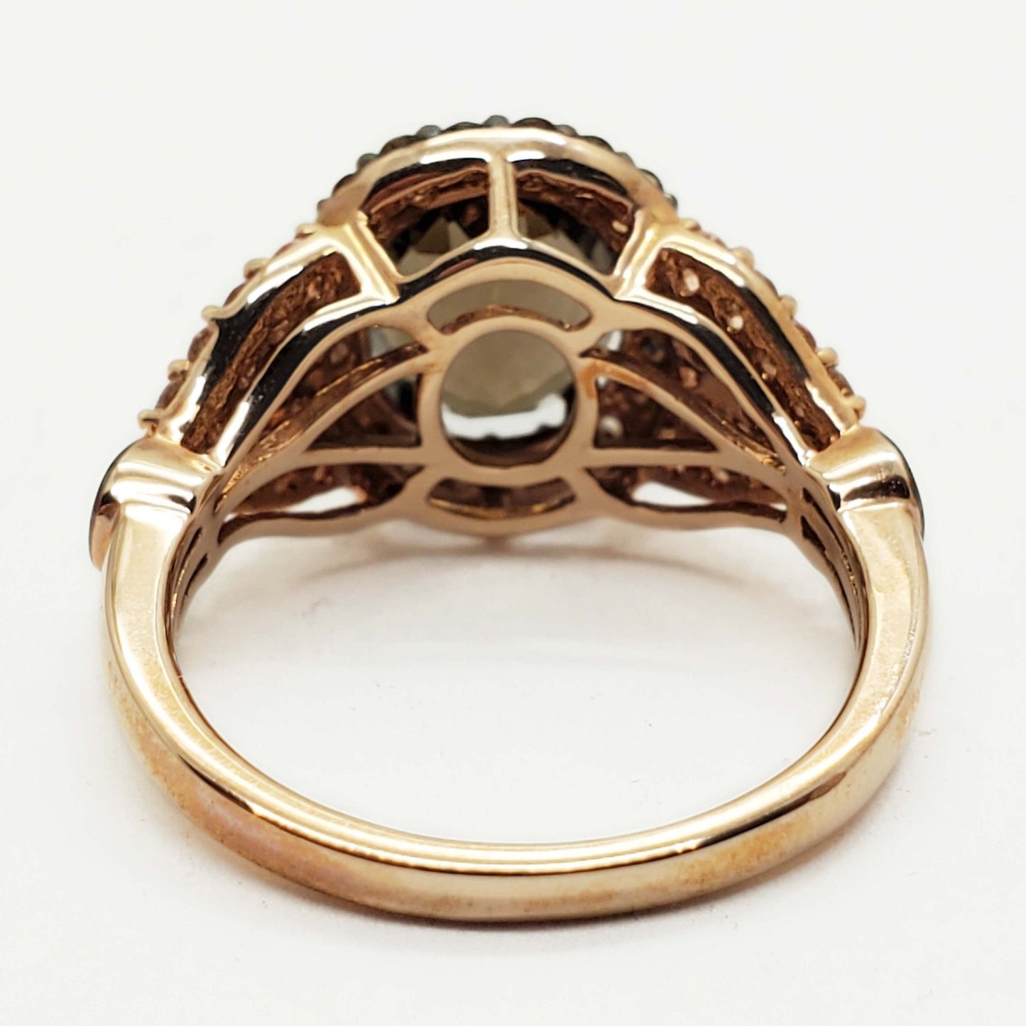 Levian & Roberto Ricci Designer Smoky Quartz & Diamond Ring 14k Rose Gold Size 7