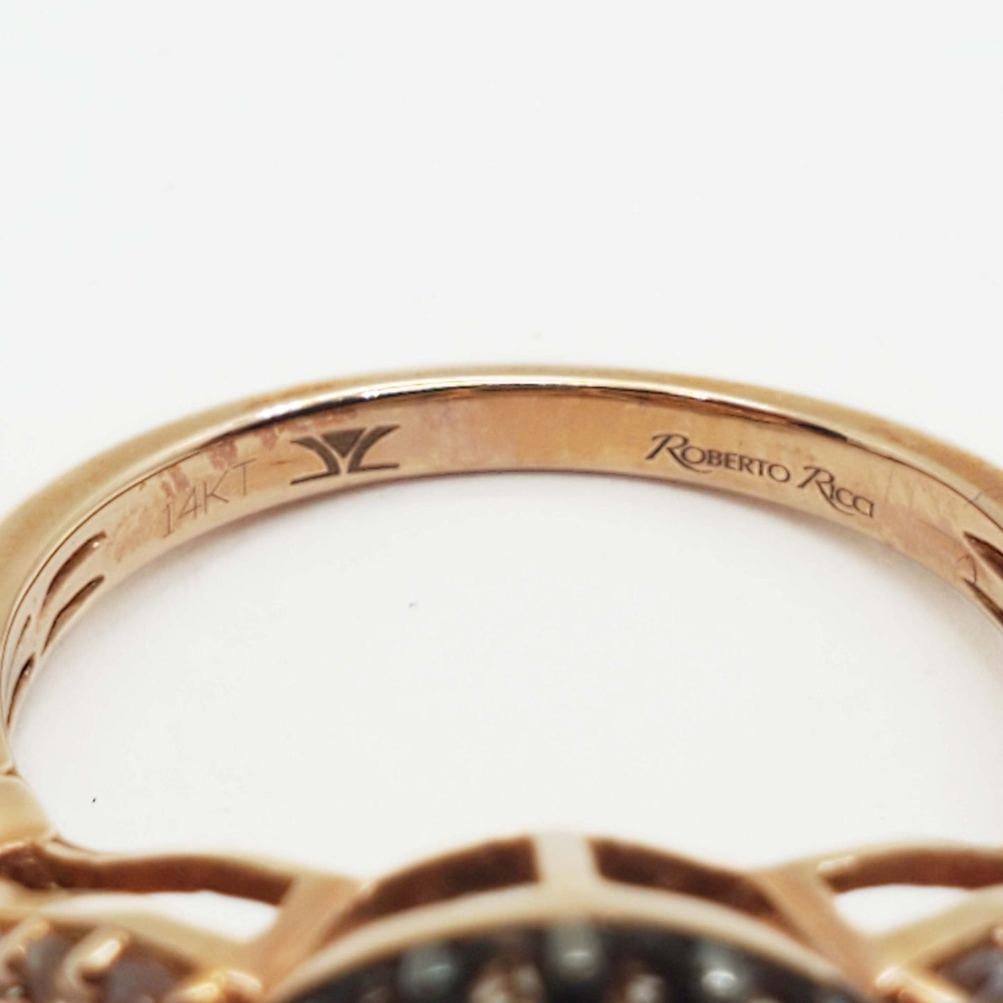 Levian & Roberto Ricci Designer Smoky Quartz & Diamond Ring 14k Rose Gold Size 7